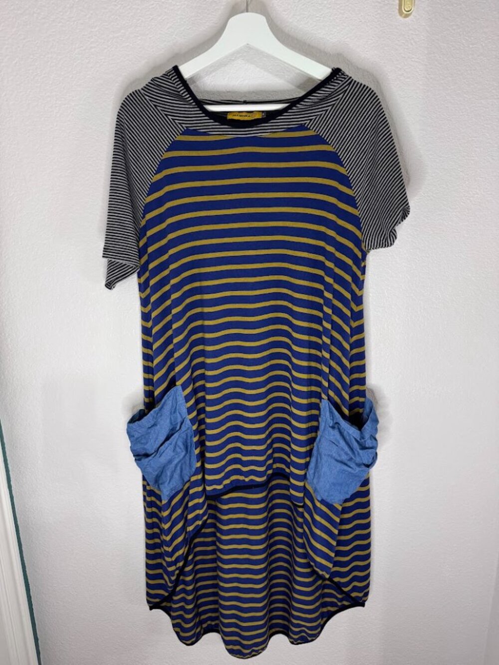Alembika Mixed Stripe High-Low Pocket Dress Tunic Size 6 (US 16/18) Lagenlook